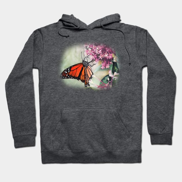 Monarch Butterfly on Milkweed Flower Hoodie by Heather Dorsch Creations